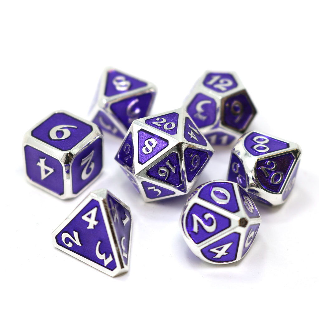 Die Hard Dice 7pc RPG Set - Mythica Platinum Amethyst | Grognard Games