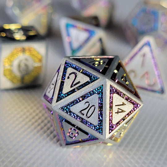 Potent Portent Metal RPG Dice Set of 7 | Grognard Games