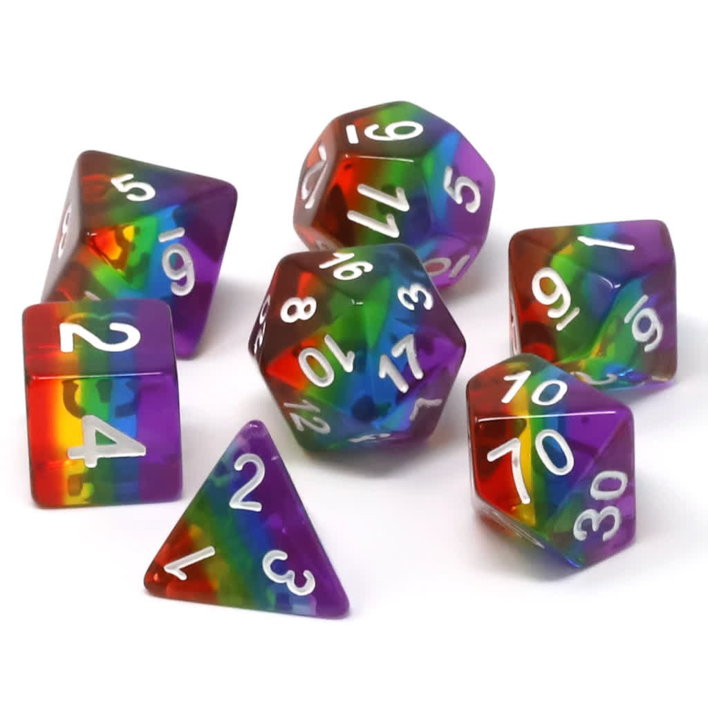 Die Hard Dice 7 Piece RPG set - Prismatic Rainbow | Grognard Games