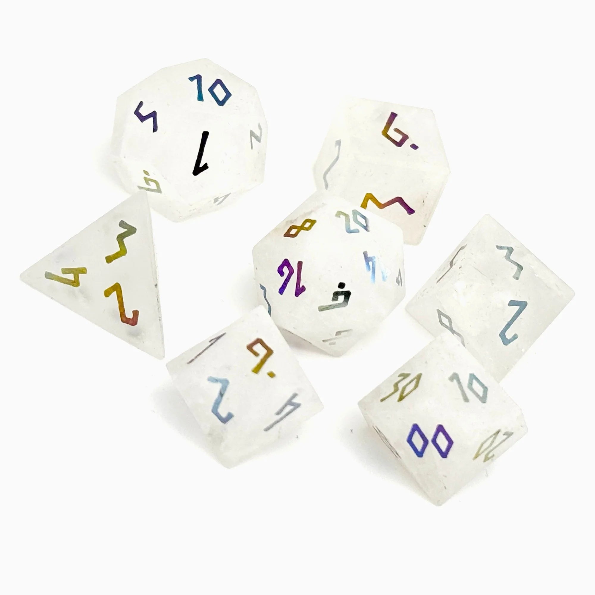 Quartz - Raised Holographic 7 Piece RPG Set Gemstone Dice | Grognard Games