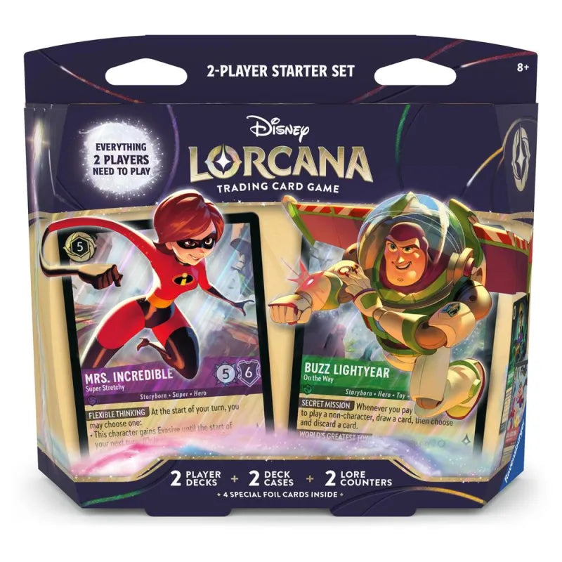 Lorcana TCG: Wilds Unknown: Two-Player Starter Set - Mrs. Incredible & Buzz Lightyear | Grognard Games