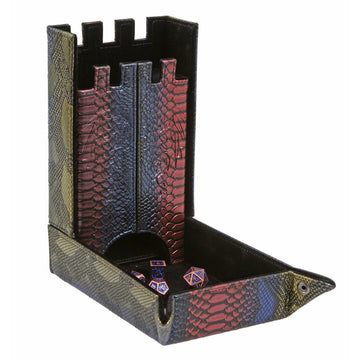 Forged Gaming Draco Tower: Compact Magnetic Dice Tower and Dice Tray - Rainbow | Grognard Games