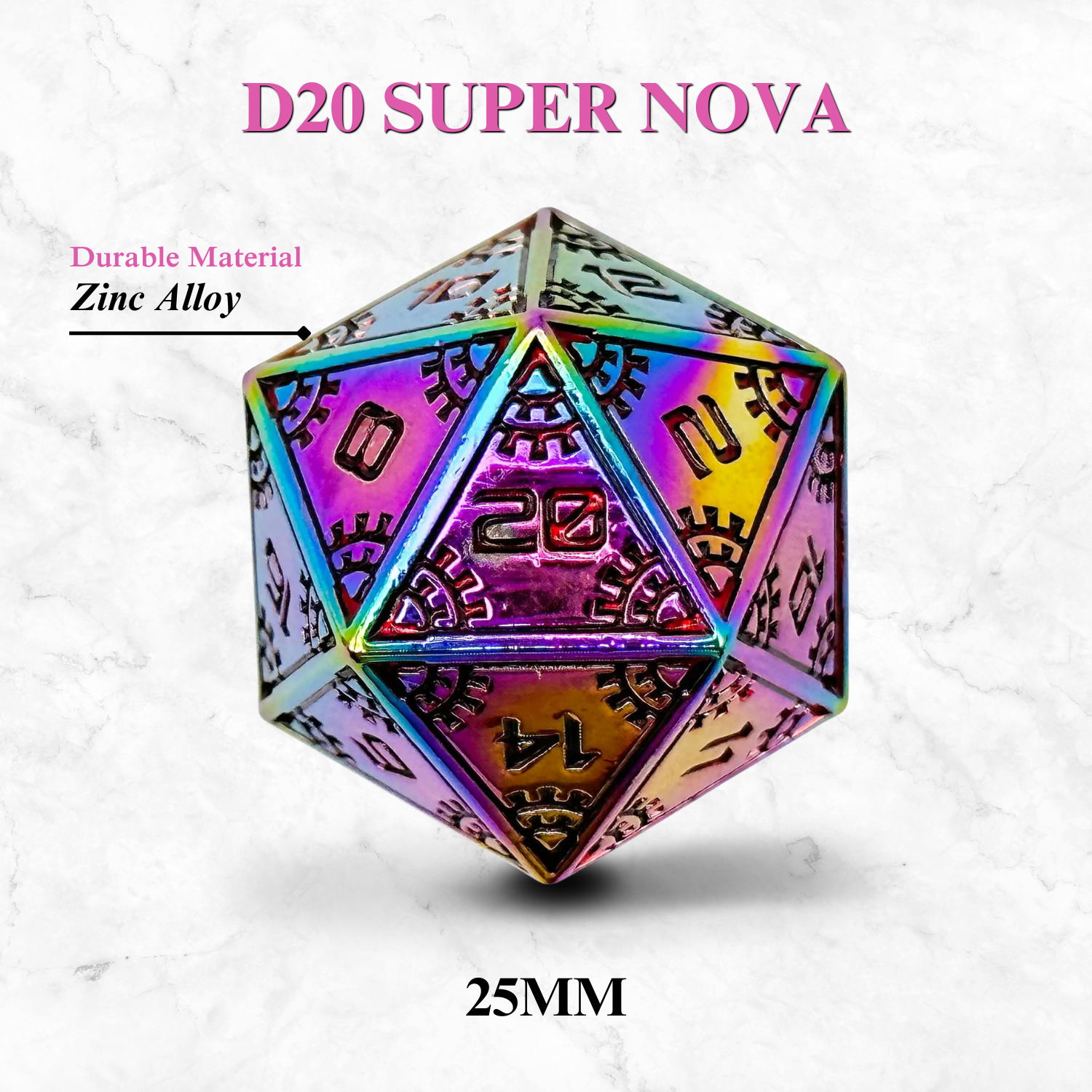 Space Dice Meteor Runestones™ - 25mm D20 - Super Nova | Grognard Games