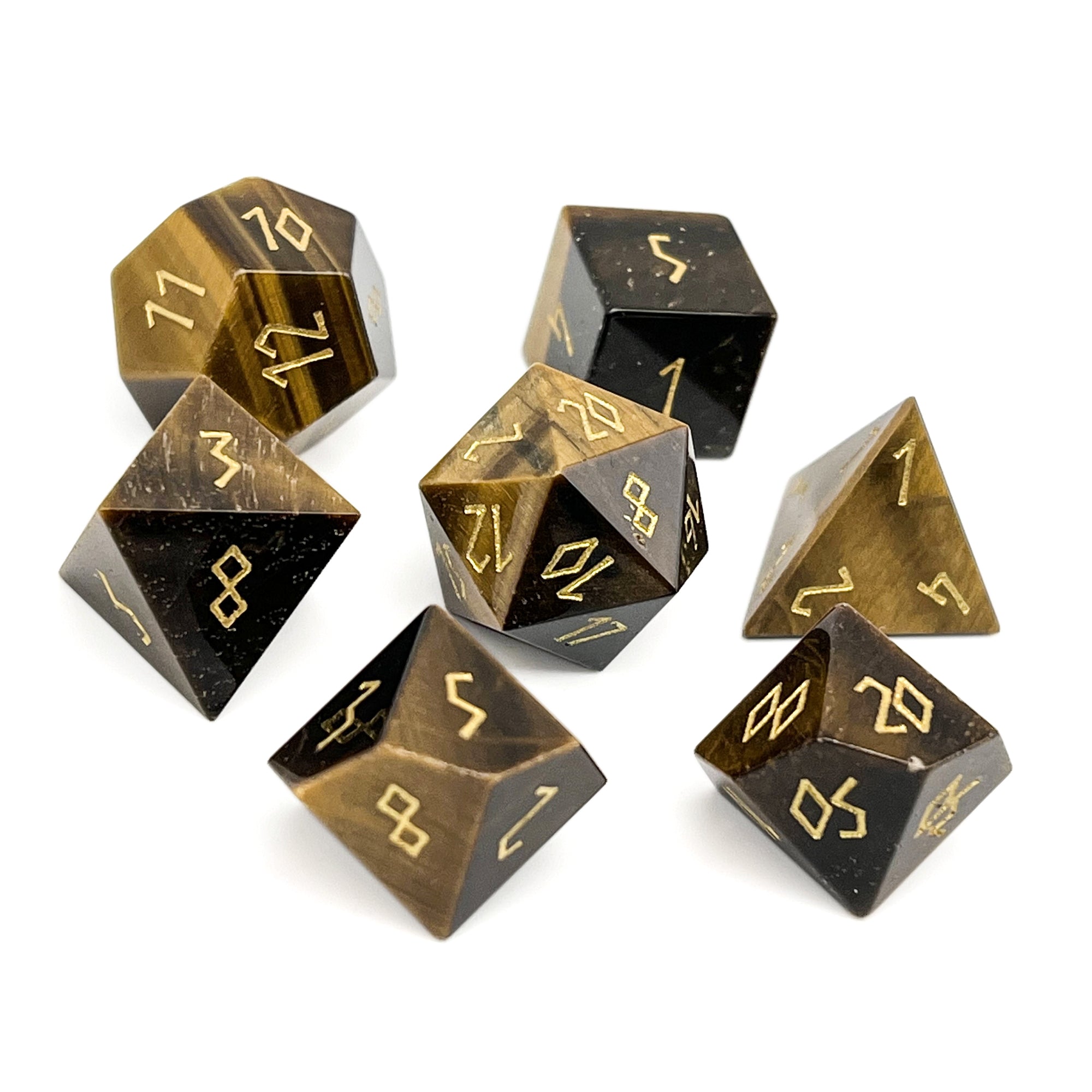 Tiger's Eye - 7 Piece RPG Set Gemstone Dice | Grognard Games