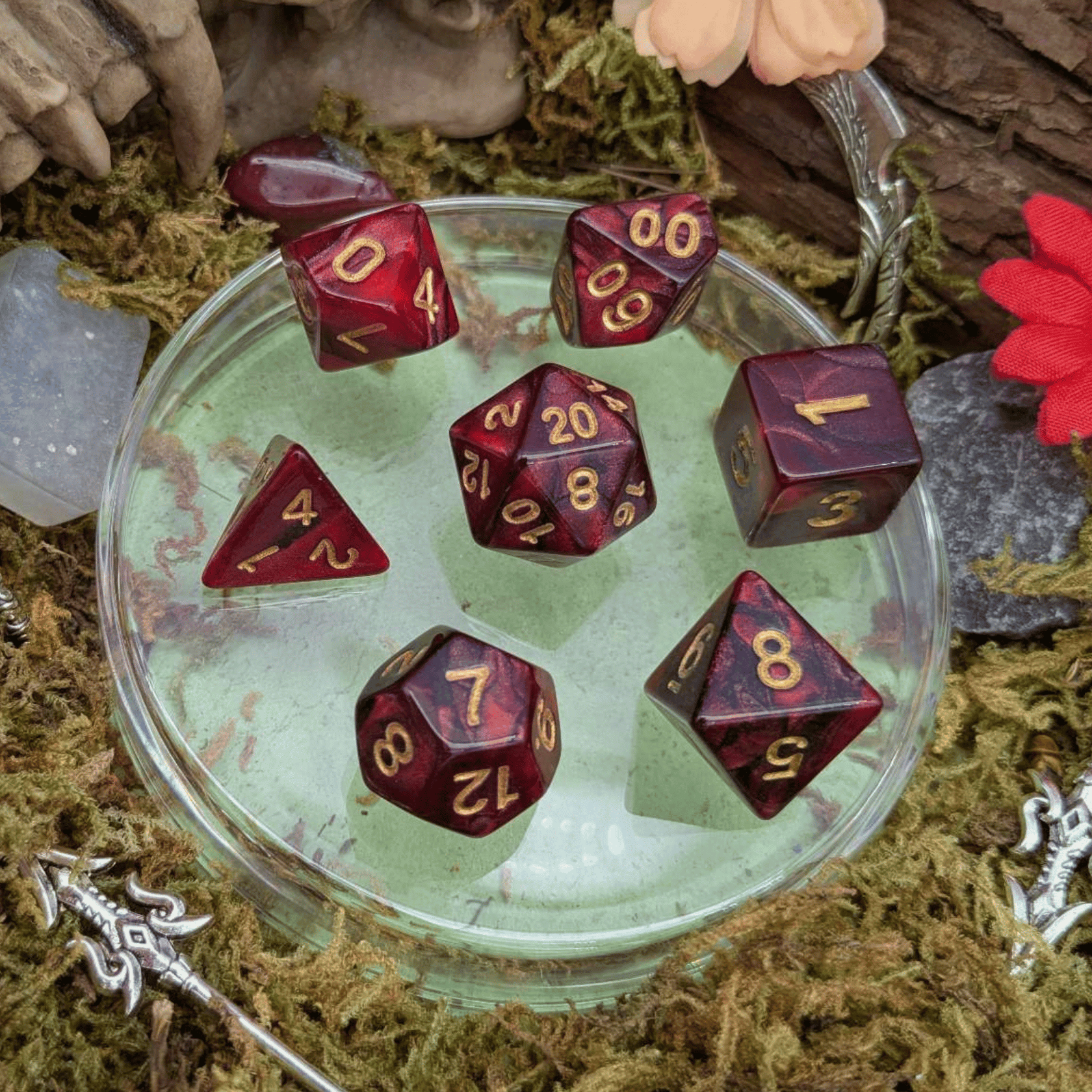 Two Tone Black Red Dice Set | Grognard Games