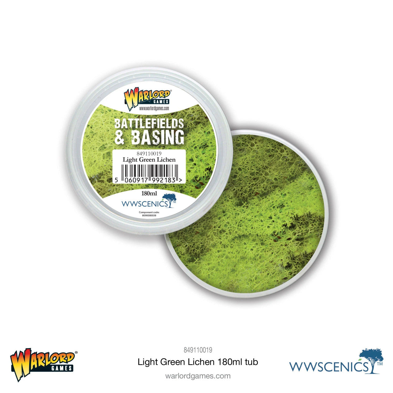 Basing Material and Textures: Battlefields & Basing: Light Green Lichen (180ml) | Grognard Games