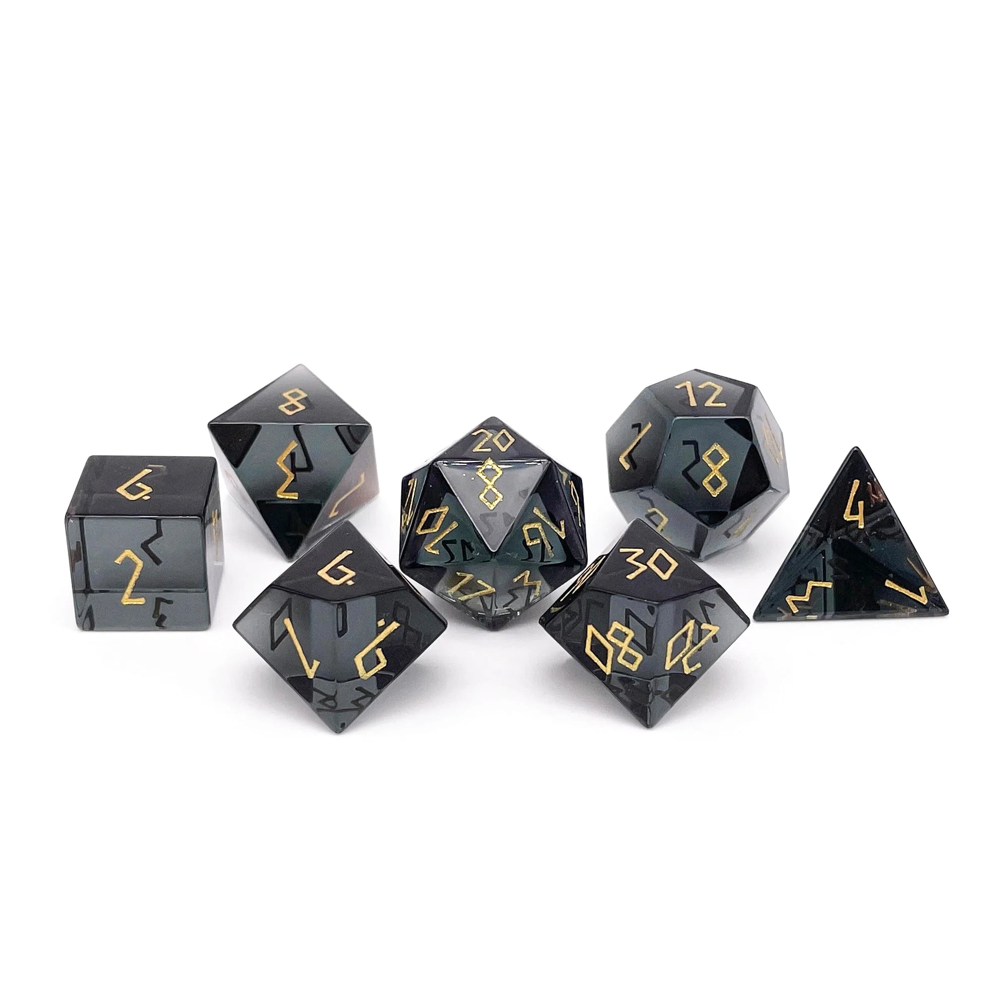 Zircon Glass Smoke - 7 Piece RPG Set Zircon Glass Dice | Grognard Games