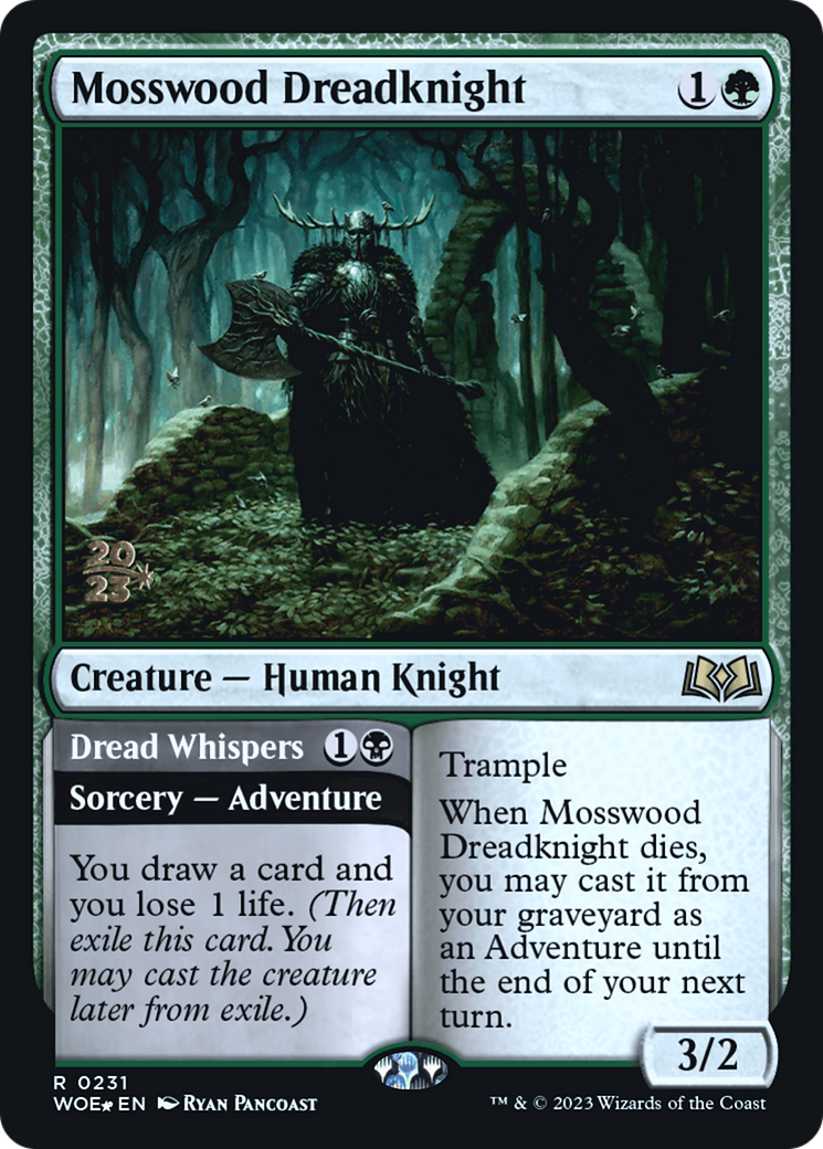 Mosswood Dreadknight // Dread Whispers [Wilds of Eldraine Prerelease Promos] | Grognard Games