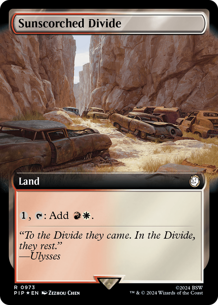 Sunscorched Divide (Extended Art) (Surge Foil) [Fallout] | Grognard Games