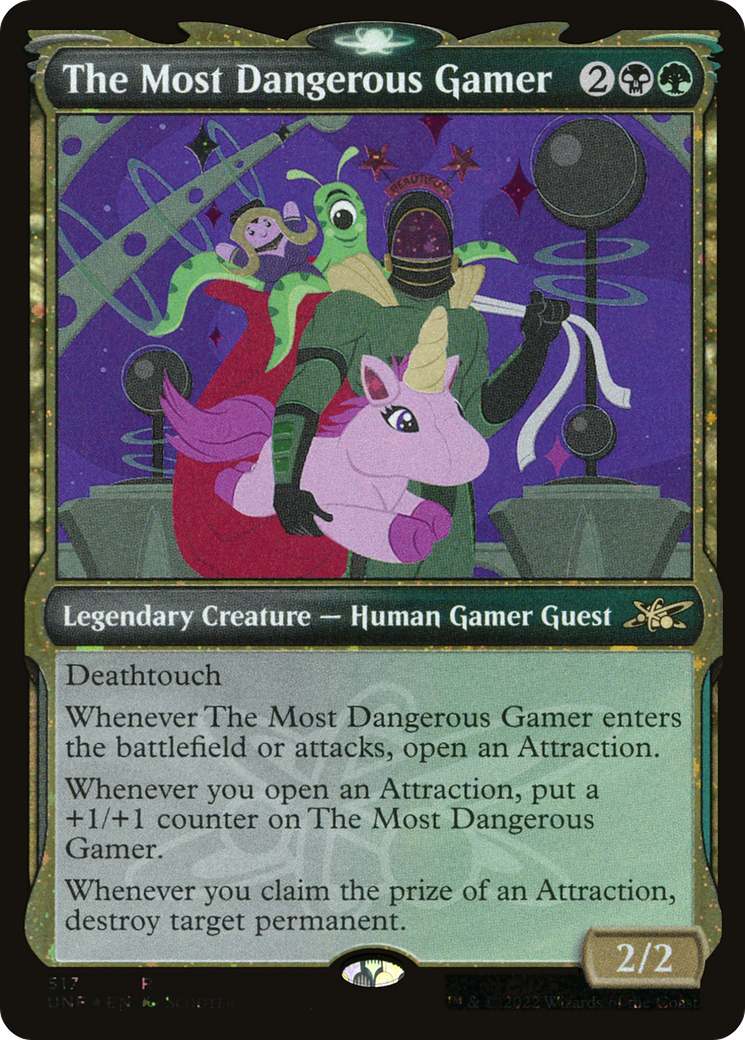 The Most Dangerous Gamer (Showcase) (Galaxy Foil) [Unfinity] | Grognard Games