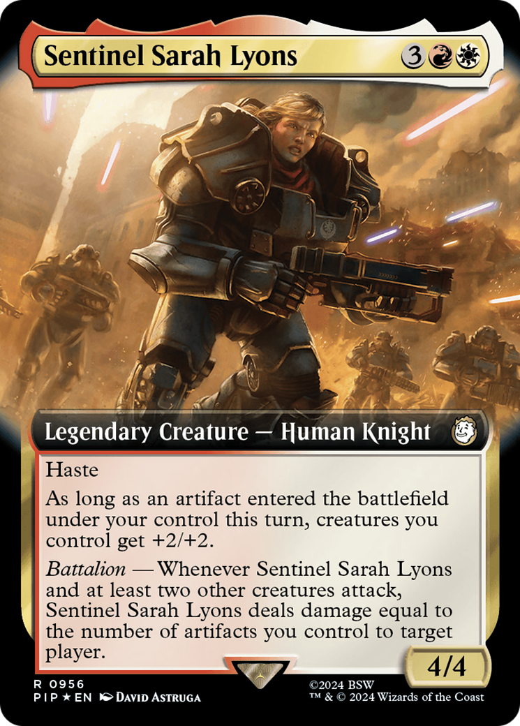 Sentinel Sarah Lyons (Extended Art) (Surge Foil) [Fallout] | Grognard Games