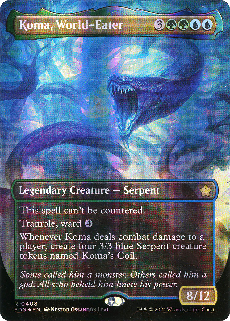 Koma, World-Eater (Borderless) (Mana Foil) [Foundations] | Grognard Games