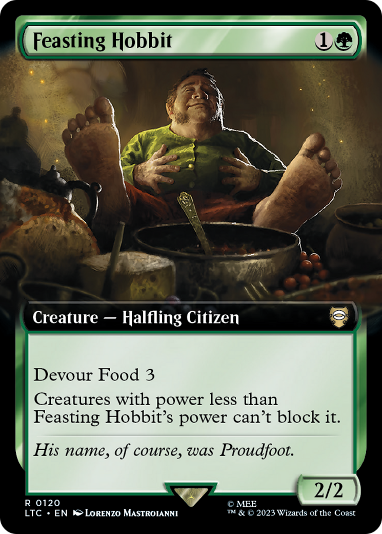 Feasting Hobbit (LTC-120) - Tales of Middle-earth Commander: (Extended Art) Foil | Grognard Games