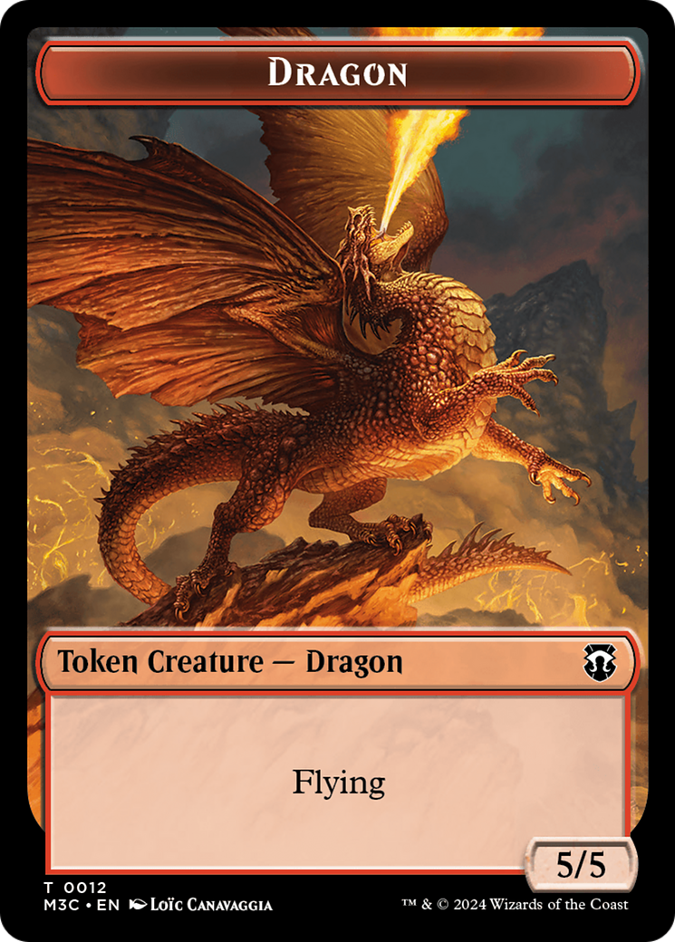 Dragon (Ripple Foil) // Treasure Double-Sided Token [Modern Horizons 3 Commander Tokens] | Grognard Games