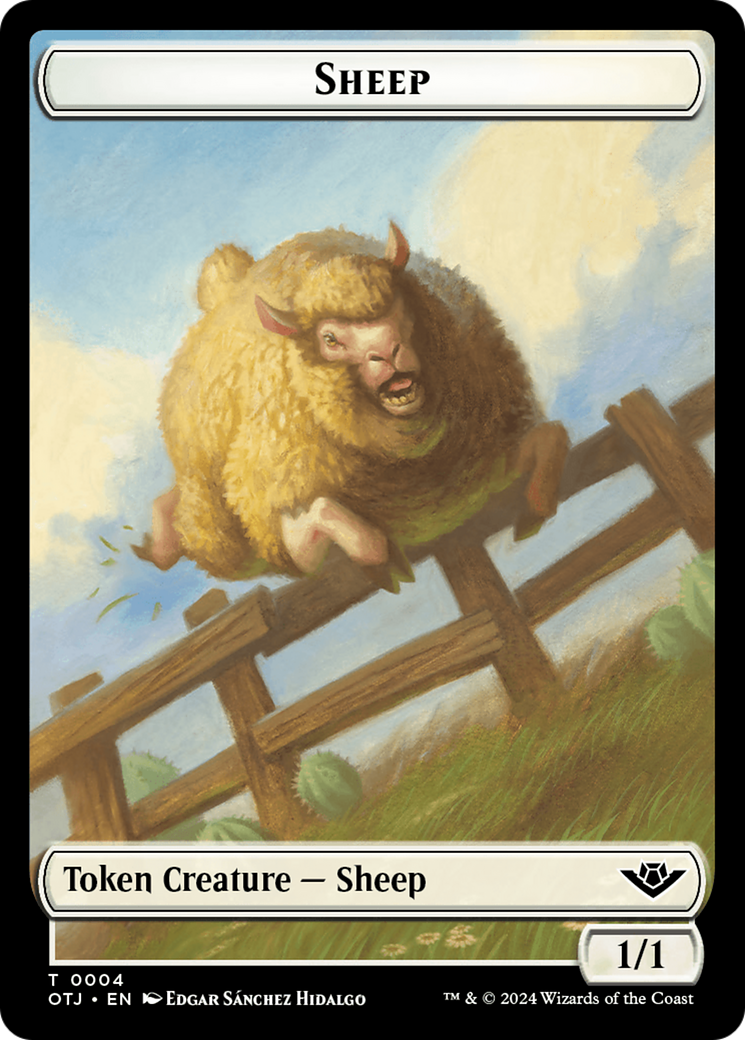 Treasure // Sheep Double-Sided Token [Outlaws of Thunder Junction Tokens] | Grognard Games