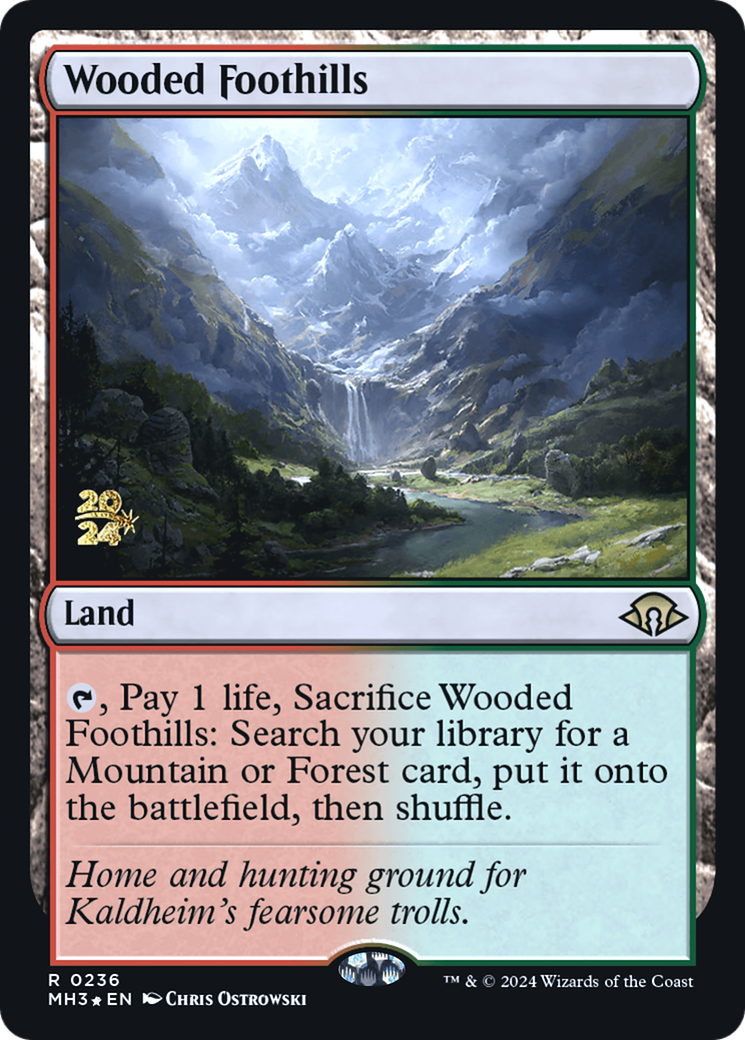 Wooded Foothills [Modern Horizons 3 Prerelease Promos] | Grognard Games