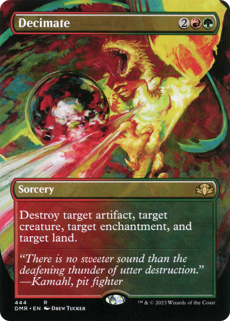 Decimate (Borderless Alternate Art) [Dominaria Remastered] | Grognard Games