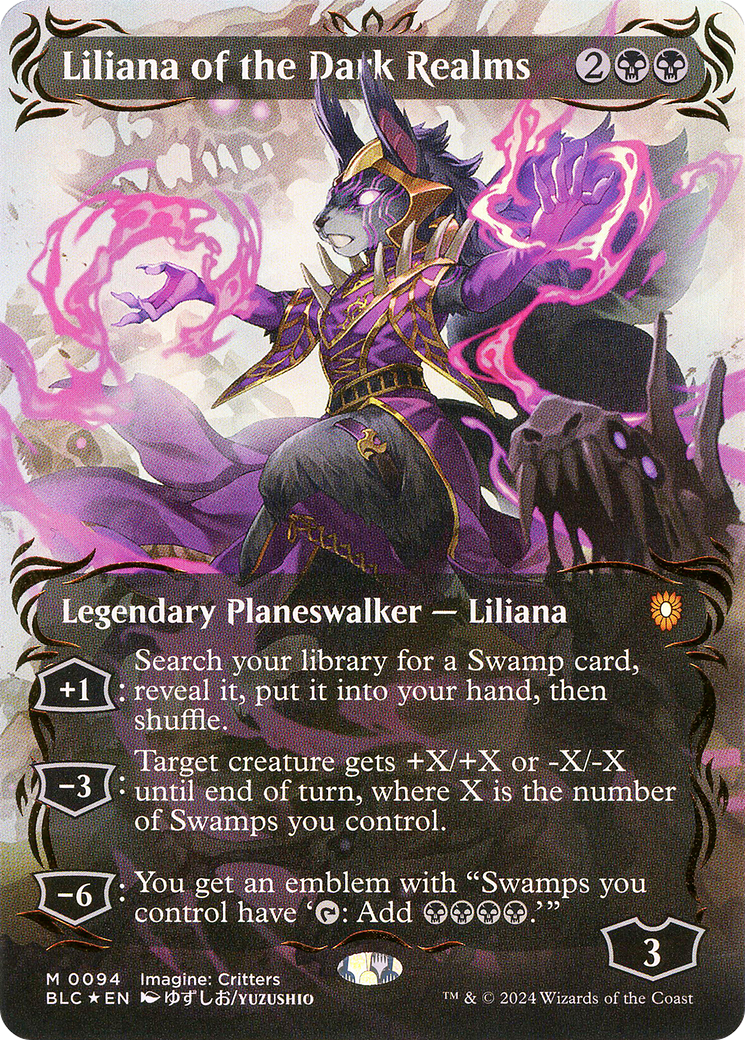 Liliana of the Dark Realms (Borderless) (Raised Foil) [Bloomburrow Commander] | Grognard Games