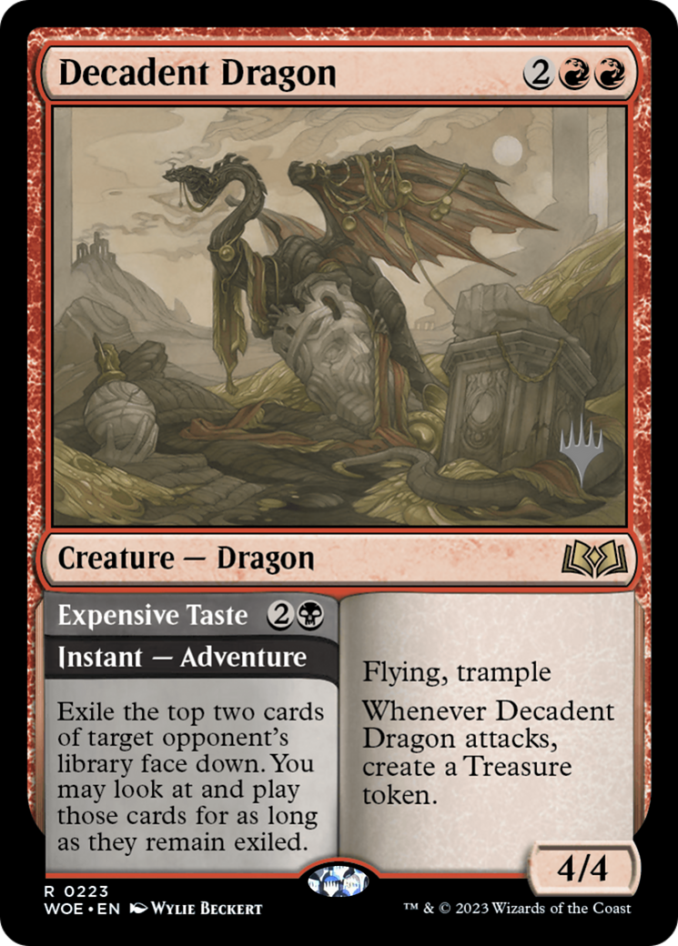 Decadent Dragon // Expensive Taste (Promo Pack) [Wilds of Eldraine Promos] | Grognard Games