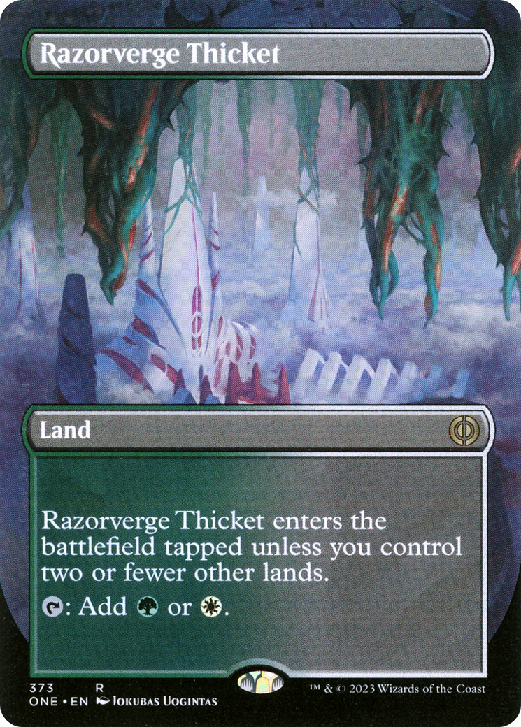 Razorverge Thicket (Borderless Alternate Art) [Phyrexia: All Will Be One] | Grognard Games