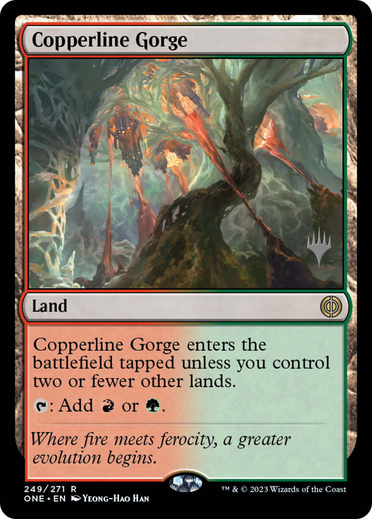 Copperline Gorge (Promo Pack) [Phyrexia: All Will Be One Promos] | Grognard Games