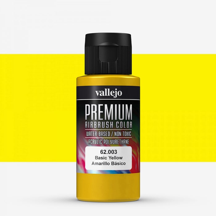 62.003 Vallejo Premium Airbush Color Polyurethane 60 ml - Yellow | Grognard Games