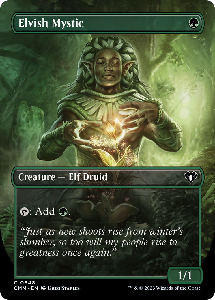 Elvish Mystic (Borderless Alternate Art) [Commander Masters] | Grognard Games