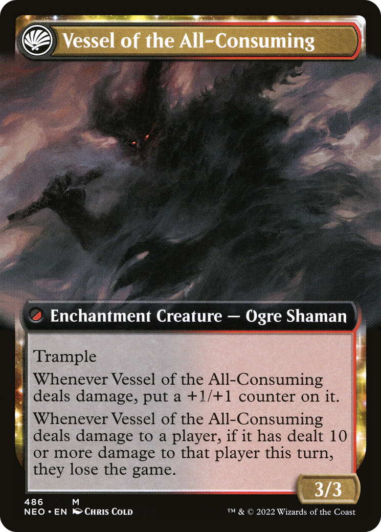 Hidetsugu Consumes All // Vessel of the All-Consuming (NEO-486) - Kamigawa: Neon Dynasty: (Extended Art, fandfc, enchantment) | Grognard Games