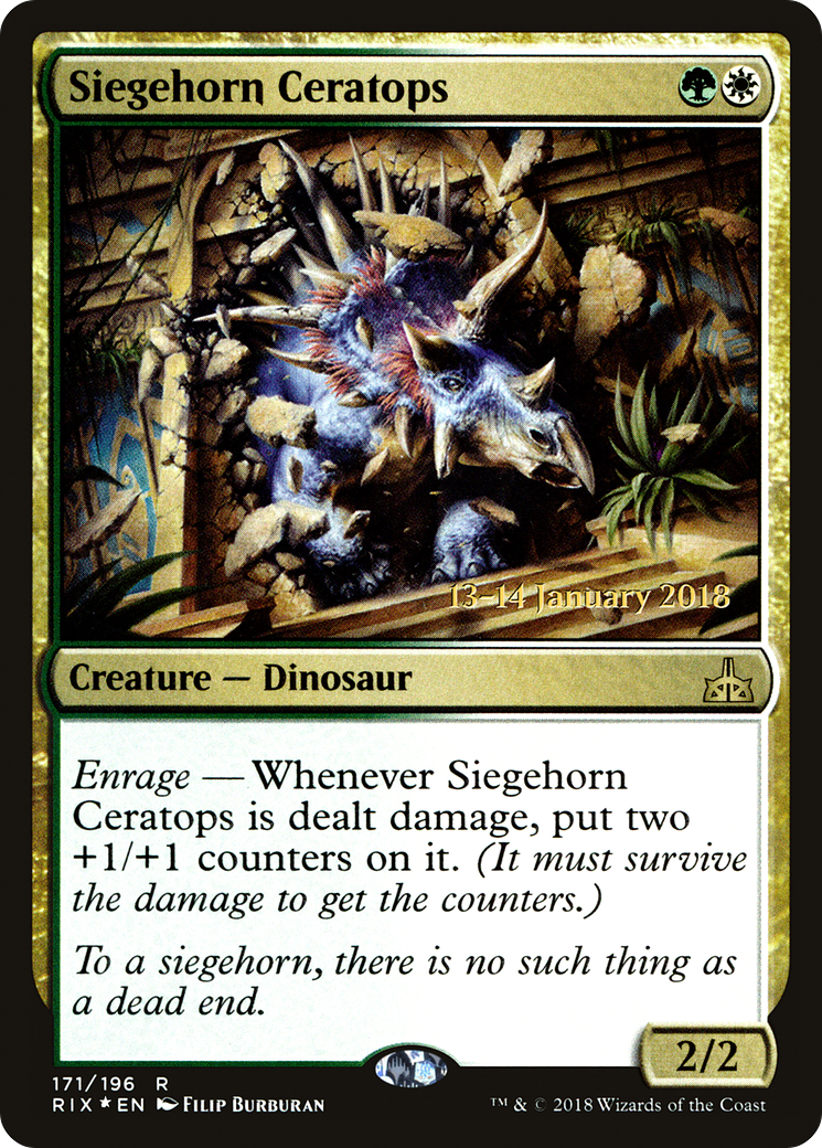 Siegehorn Ceratops [Rivals of Ixalan Prerelease Promos] | Grognard Games