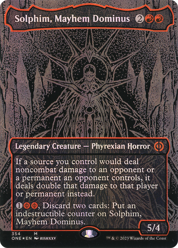 Solphim, Mayhem Dominus (Oil Slick Raised Foil) [Phyrexia: All Will Be One] | Grognard Games