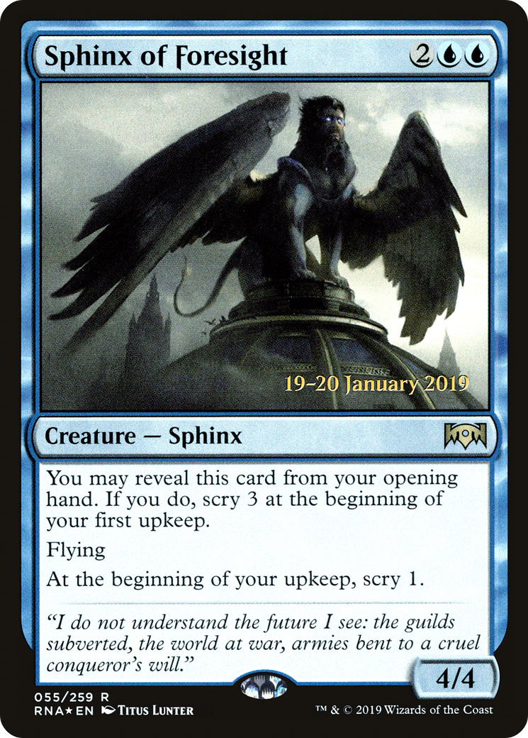 Sphinx of Foresight [Ravnica Allegiance Prerelease Promos] | Grognard Games
