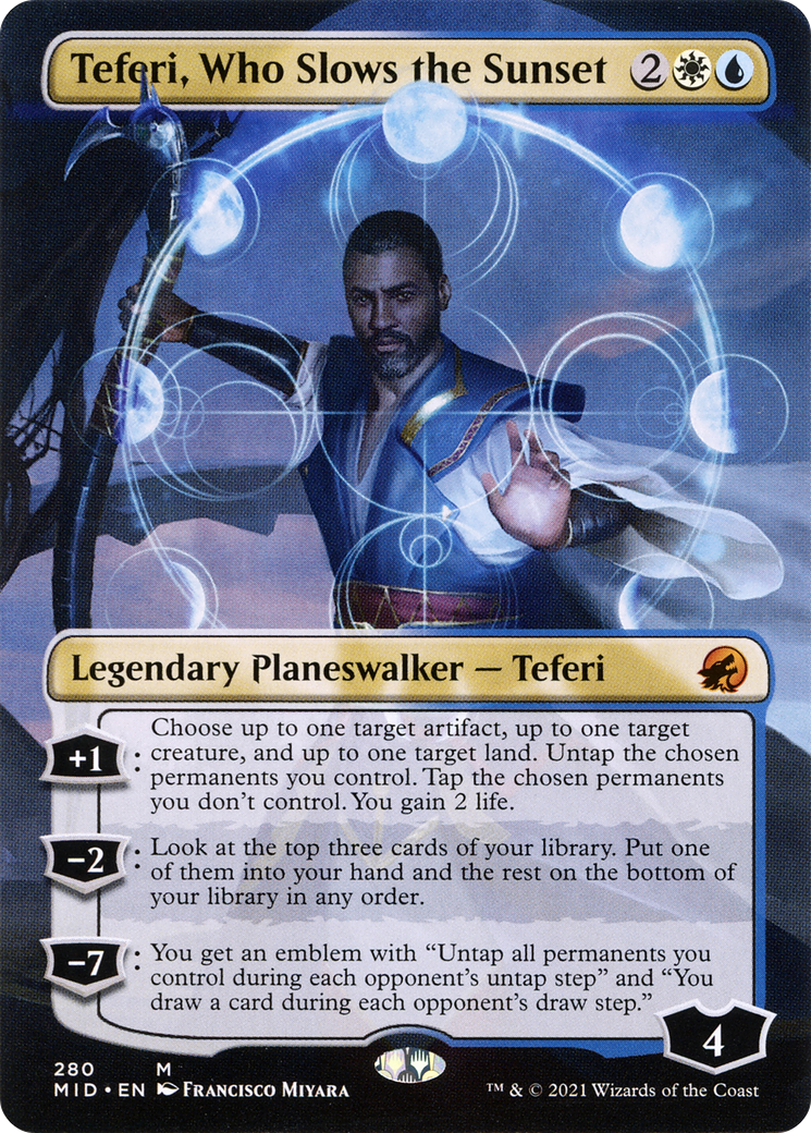 Teferi, Who Slows the Sunset (Borderless) [Innistrad: Midnight Hunt] | Grognard Games
