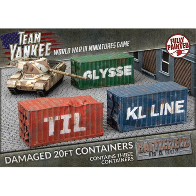 BB254 Battlefield in a Box: Team Yankee - Damaged 20ft Storage Containers (3) | Grognard Games