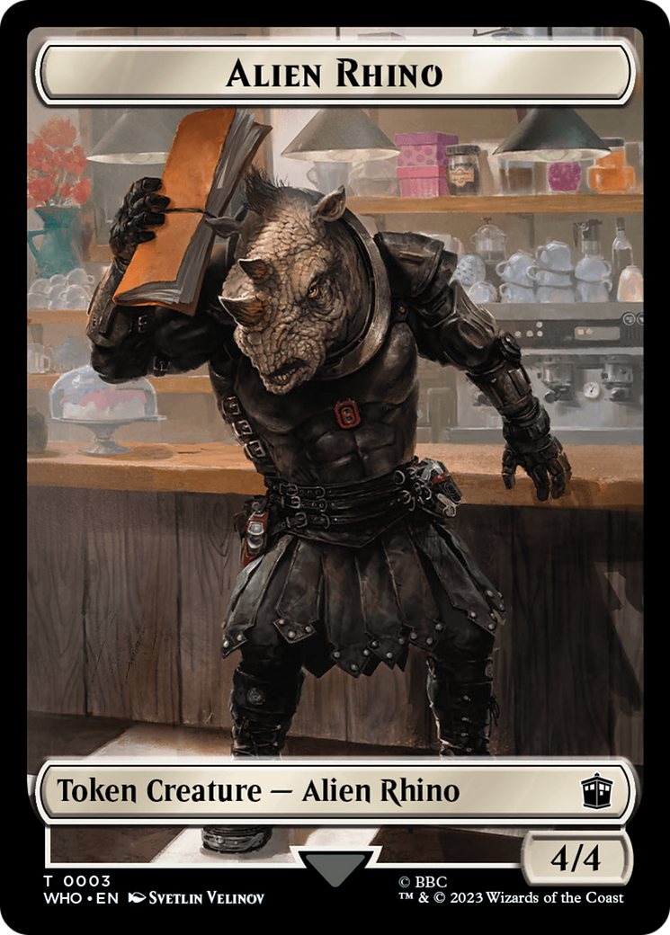 Alien Rhino // Clue (0021) Double-Sided Token [Doctor Who Tokens] | Grognard Games