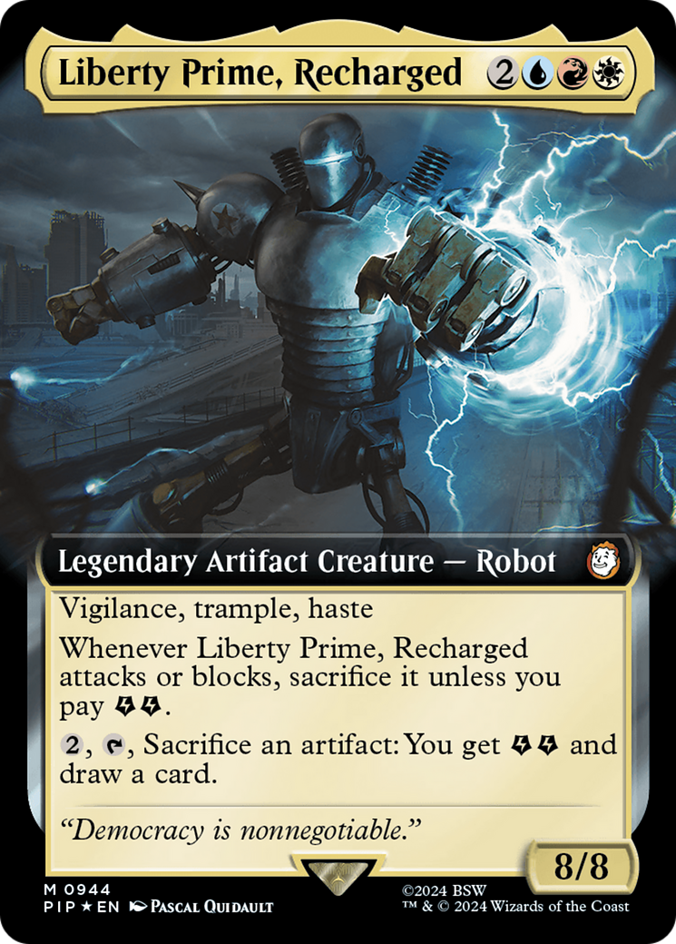 Liberty Prime, Recharged (Extended Art) (Surge Foil) [Fallout] | Grognard Games