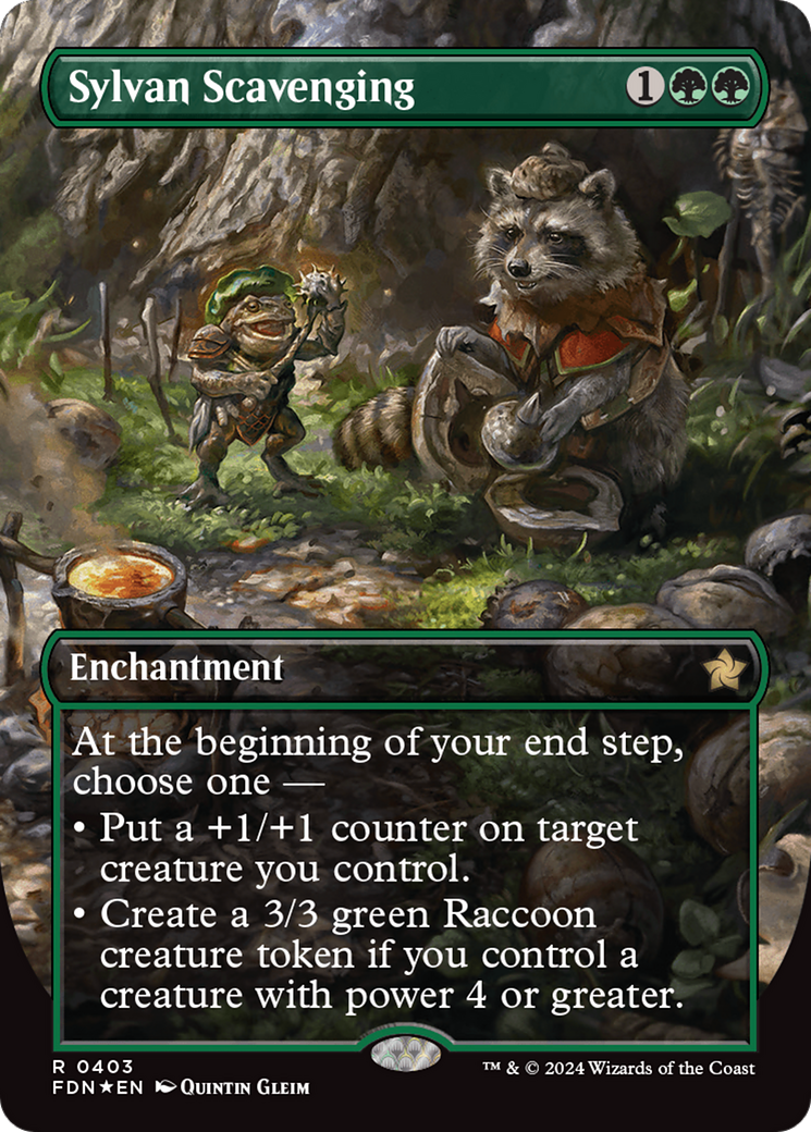 Sylvan Scavenging (Borderless) (Mana Foil) [Foundations] | Grognard Games