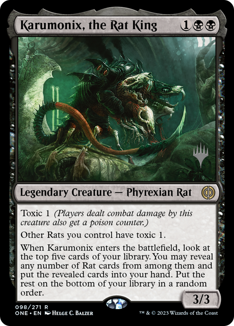Karumonix, the Rat King (Promo Pack) [Phyrexia: All Will Be One Promos] | Grognard Games