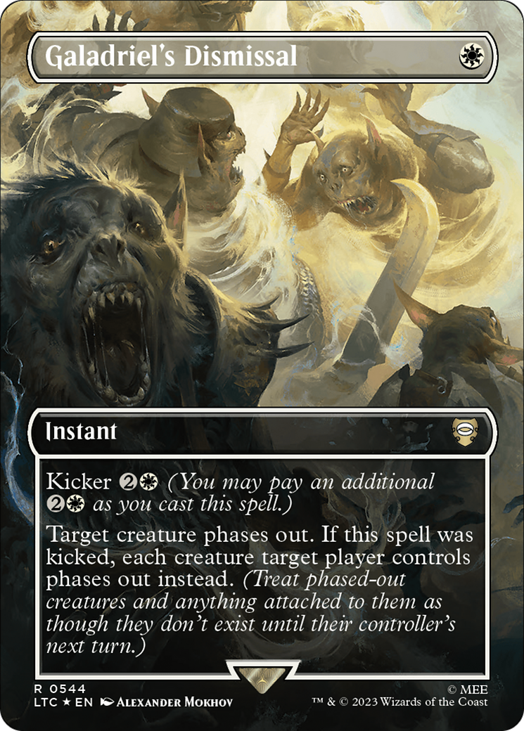 Galadriel's Dismissal (Borderless) (Surge Foil) [The Lord of the Rings: Tales of Middle-Earth Commander] | Grognard Games