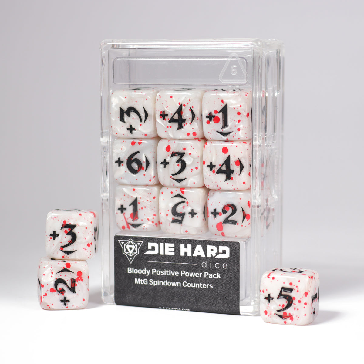 Die Hard Dice MtG Spindown Counters - Bloody Positive Power Pack - White | Grognard Games