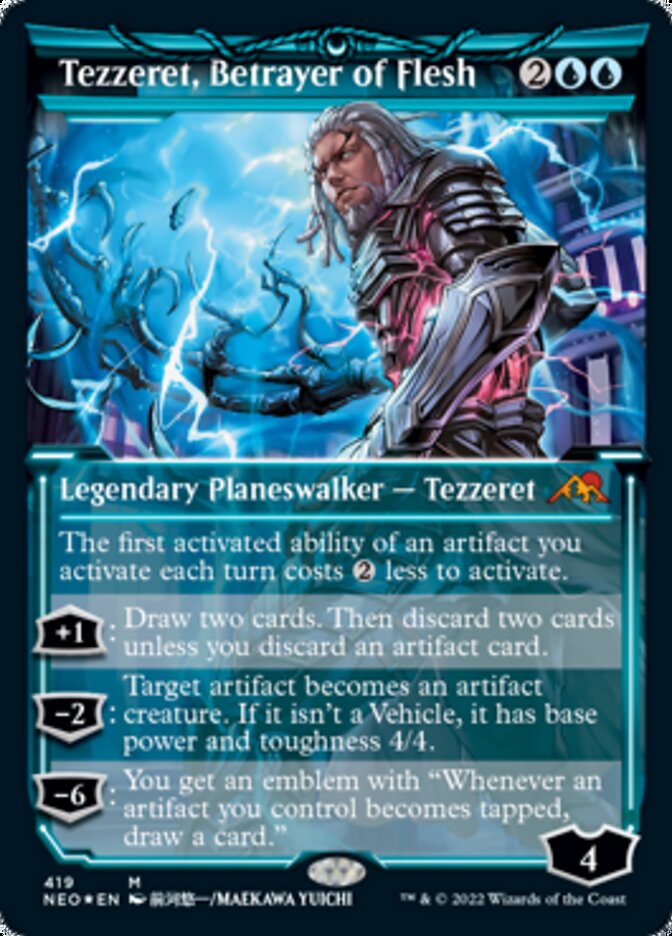 Tezzeret, Betrayer of Flesh (Showcase) (Foil Etched) [Kamigawa: Neon Dynasty] | Grognard Games