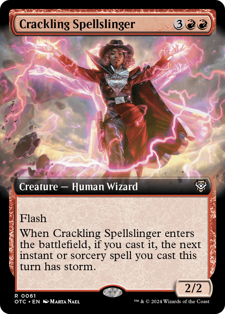 Crackling Spellslinger (Extended Art) [Outlaws of Thunder Junction Commander] | Grognard Games