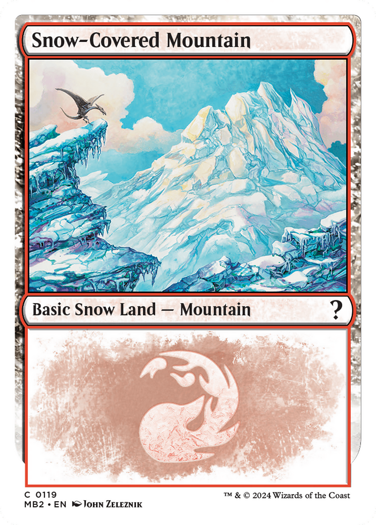 Snow-Covered Mountain (White Border) [Mystery Booster 2] | Grognard Games