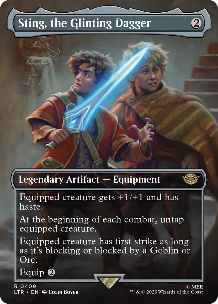 Sting, the Glinting Dagger (Borderless Alternate Art) [The Lord of the Rings: Tales of Middle-Earth] | Grognard Games