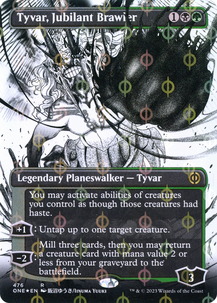 Tyvar, Jubilant Brawler (Borderless Manga Step-and-Compleat Foil) [Phyrexia: All Will Be One] | Grognard Games