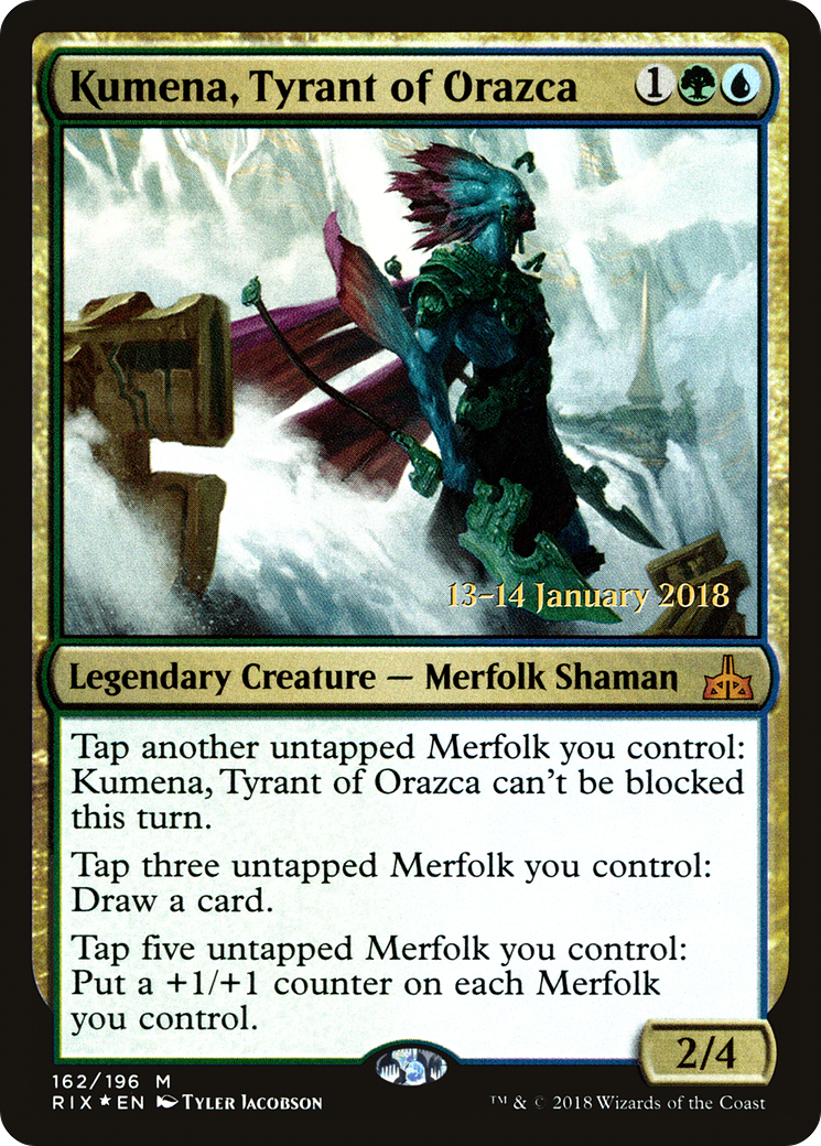 Kumena, Tyrant of Orazca [Rivals of Ixalan Prerelease Promos] | Grognard Games