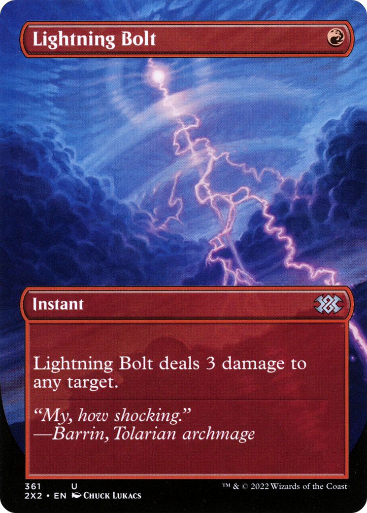 Lightning Bolt (Borderless Alternate Art) [Double Masters 2022] | Grognard Games