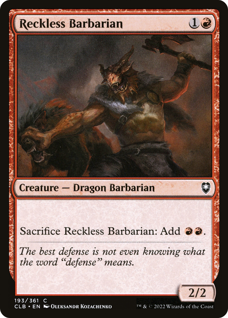 Reckless Barbarian [Commander Legends: Battle for Baldur's Gate] | Grognard Games