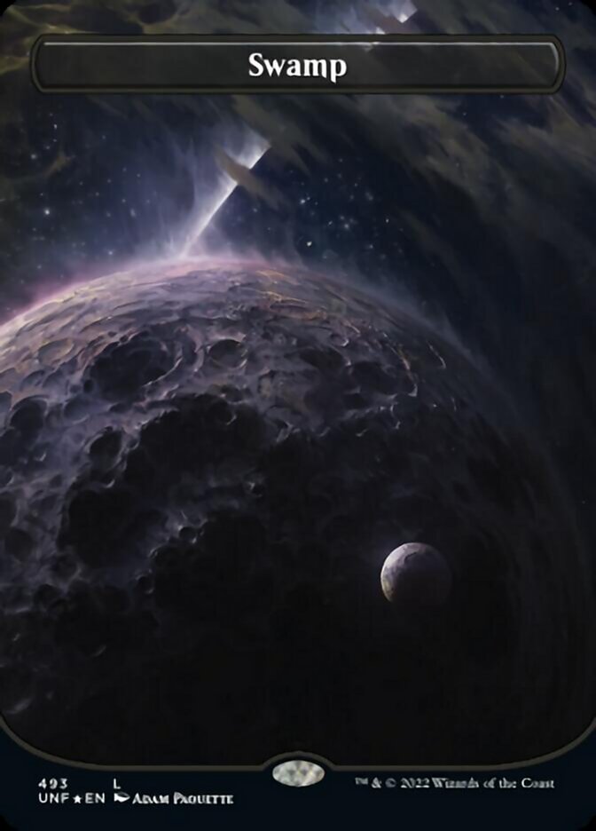 Swamp (493) (Orbital Space-ic Land) (Galaxy Foil) [Unfinity] | Grognard Games