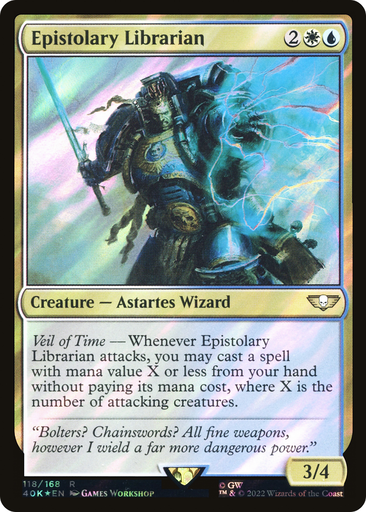Epistolary Librarian (Surge Foil) [Universes Beyond: Warhammer 40,000] | Grognard Games