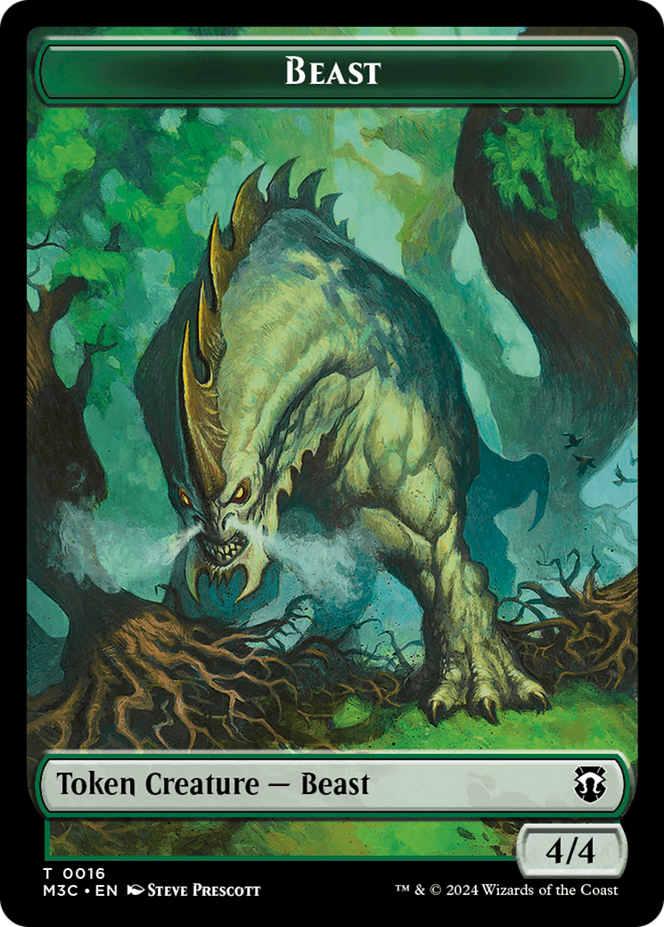 Beast (0016) (Ripple Foil) // Copy Double-Sided Token [Modern Horizons 3 Commander Tokens] | Grognard Games